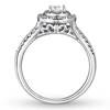 Thumbnail Image 2 of Previously Owned Diamond Engagement Ring 3/4 ct tw Round/Baguette 14K White Gold