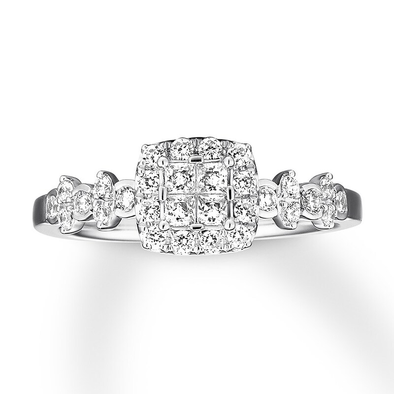 Main Image 1 of Previously Owned Diamond Promise Ring 1/2 ct tw Princess-cut 10K White Gold