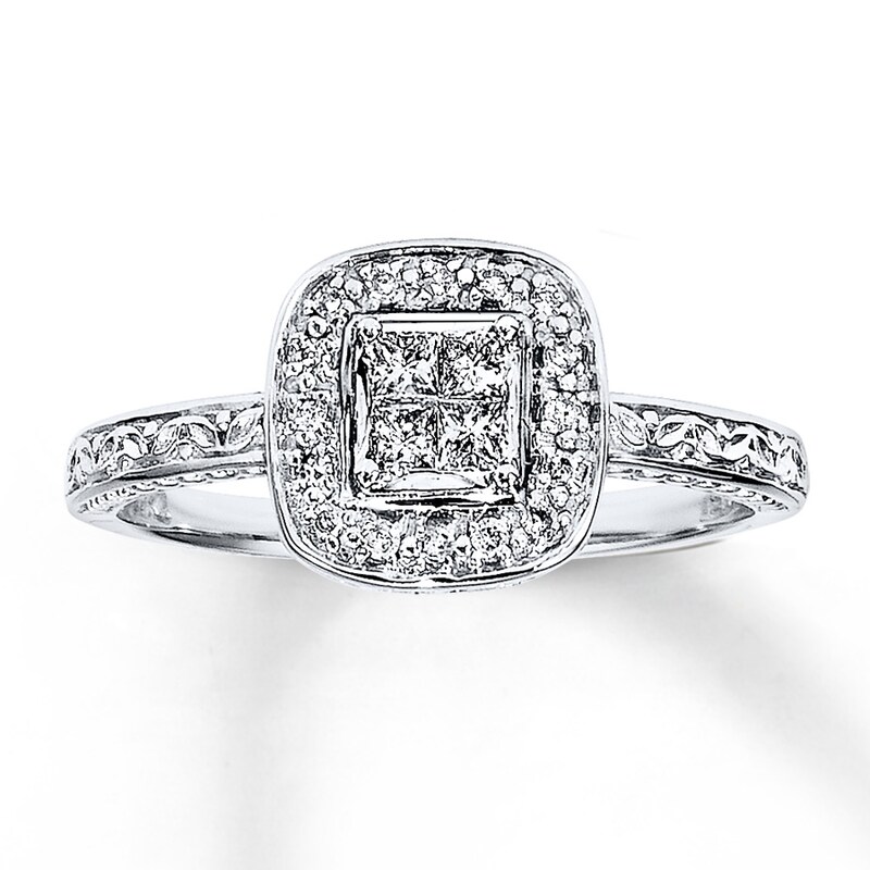 Main Image 1 of Previously Owned Diamond Promise Ring 1/5 ct tw Round 10K White Gold
