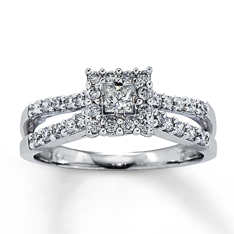 Previously Owned Diamond Promise Ring 1/2 ct tw Princess/Round 14K ...