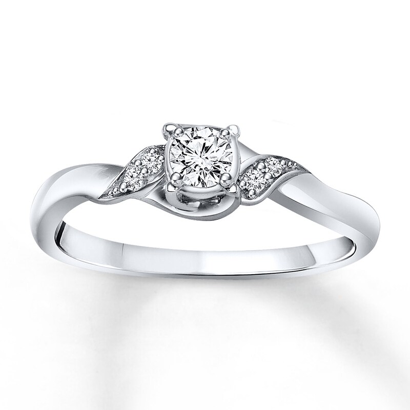 Previously Owned Diamond Promise Ring 1/5 ct tw Round-cut 10K White Gold