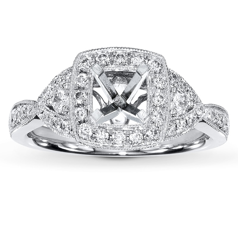 Main Image 1 of Previously Owned Diamond Ring Setting 1/2 ct tw Round 14K White Gold