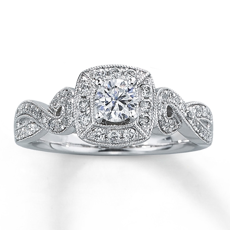 Main Image 1 of Previously Owned Diamond Engagement Ring 5/8 ct tw Round-cut 14K White Gold