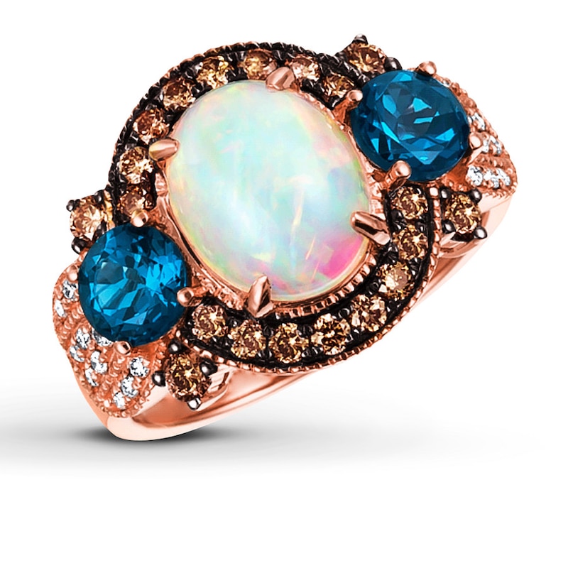 Main Image 1 of Previously Owned Le Vian Opal/Topaz Ring 5/8 ct tw Diamonds 14K Strawberry Gold