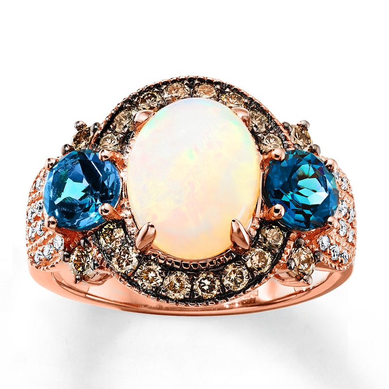 Main Image 2 of Previously Owned Le Vian Opal/Topaz Ring 5/8 ct tw Diamonds 14K Strawberry Gold