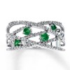 Thumbnail Image 1 of Previously Owned Natural Emerald Ring 1/5 ct tw Diamonds 10K White Gold