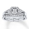 Thumbnail Image 1 of Previously Owned Diamond Bridal Set 1/3 ct tw Princess-cut 10K White Gold