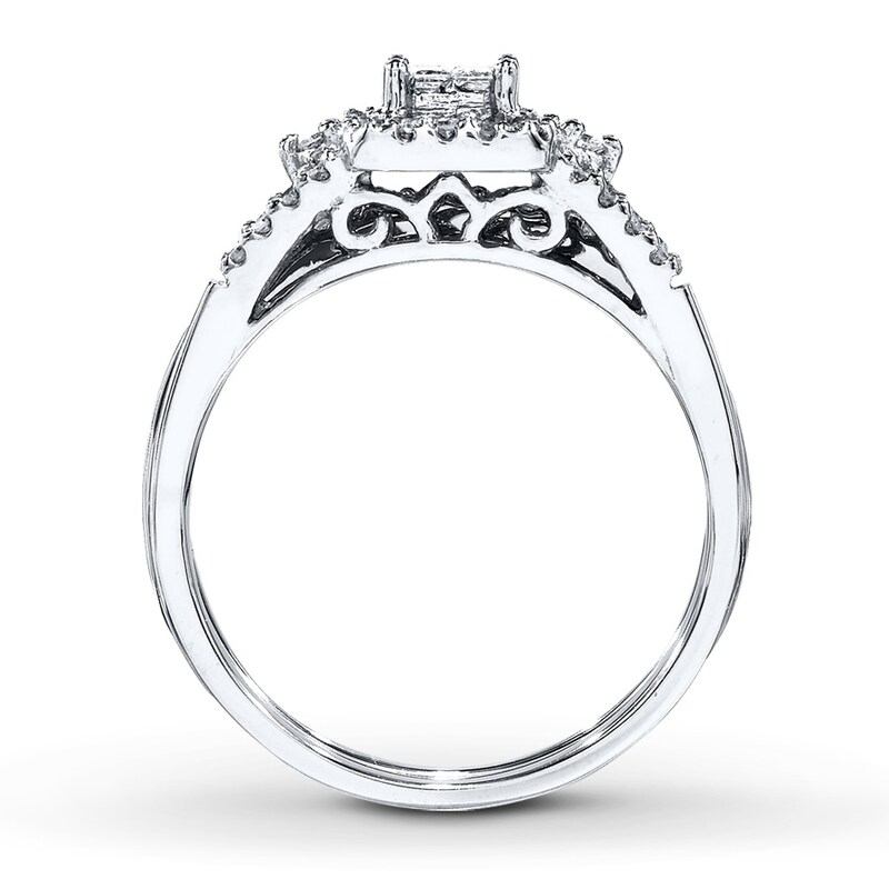 Main Image 2 of Previously Owned Diamond Bridal Set 1/3 ct tw Princess-cut 10K White Gold