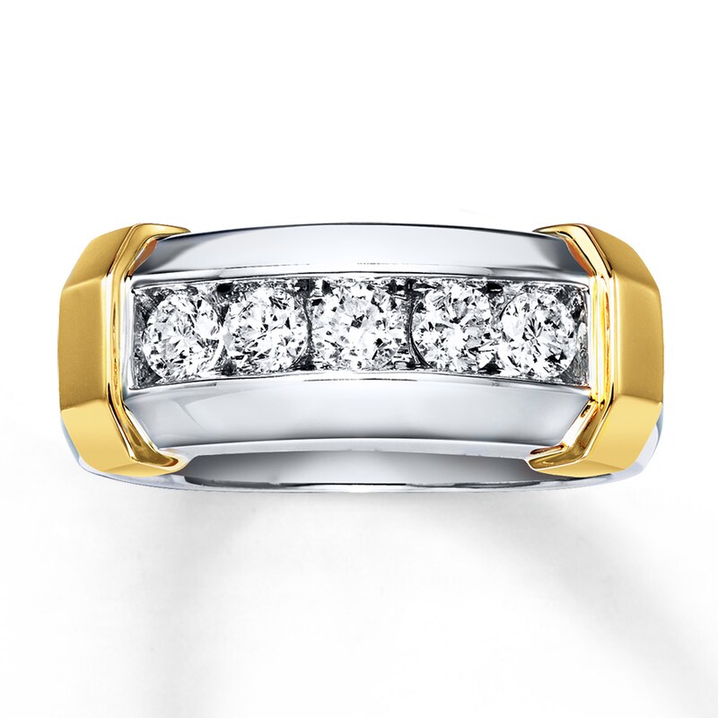 Main Image 1 of Previously Owned Men's Diamond Band 1 ct tw Round-cut 14K Two-Tone Gold