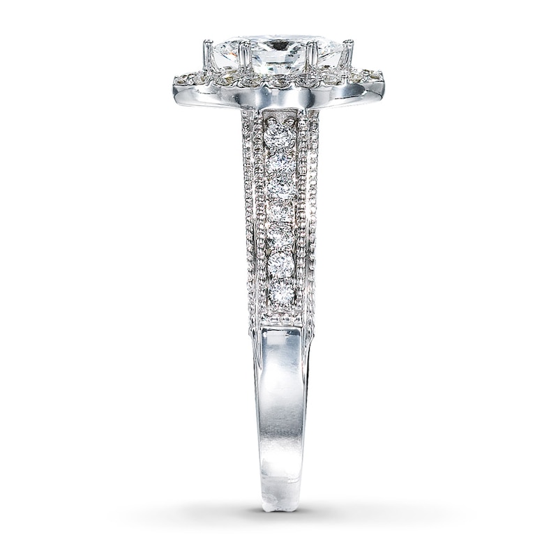 Main Image 3 of Previously Owned Diamond Engagement Ring 1 ct tw Marquise/Round 14K White Gold