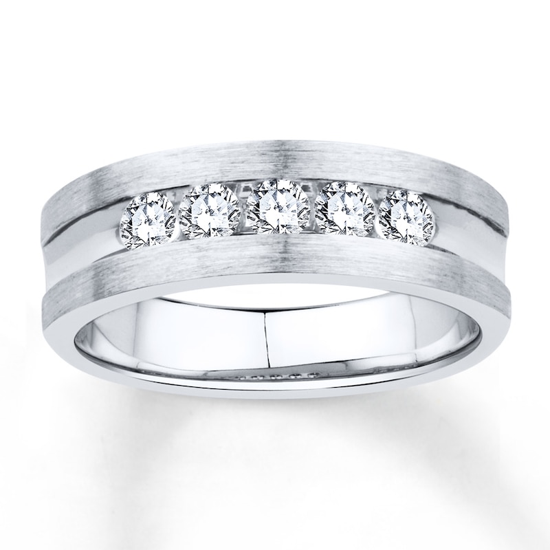 Main Image 1 of Previously Owned Men's Diamond Band 1/2 ct tw Round-cut 10K White Gold