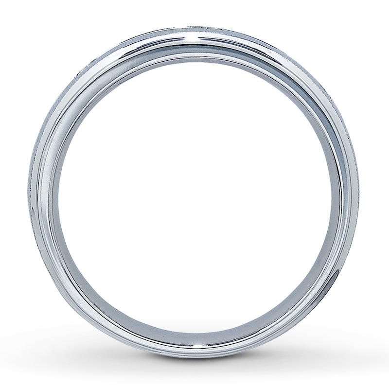 Main Image 2 of Previously Owned Men's 8mm Diamond Band 1/6 ct tw Round-cut 10K White Gold
