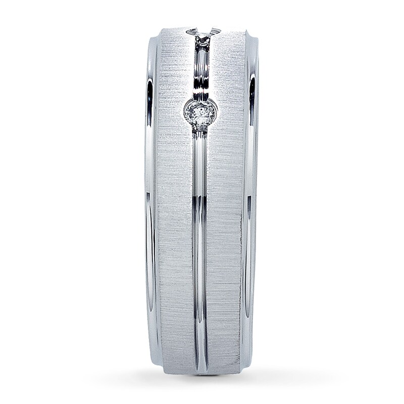 Main Image 3 of Previously Owned Men's 8mm Diamond Band 1/6 ct tw Round-cut 10K White Gold