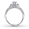 Thumbnail Image 2 of Previously Owned Diamond Ring Setting 3/4 ct tw Princess/Round 14K White Gold
