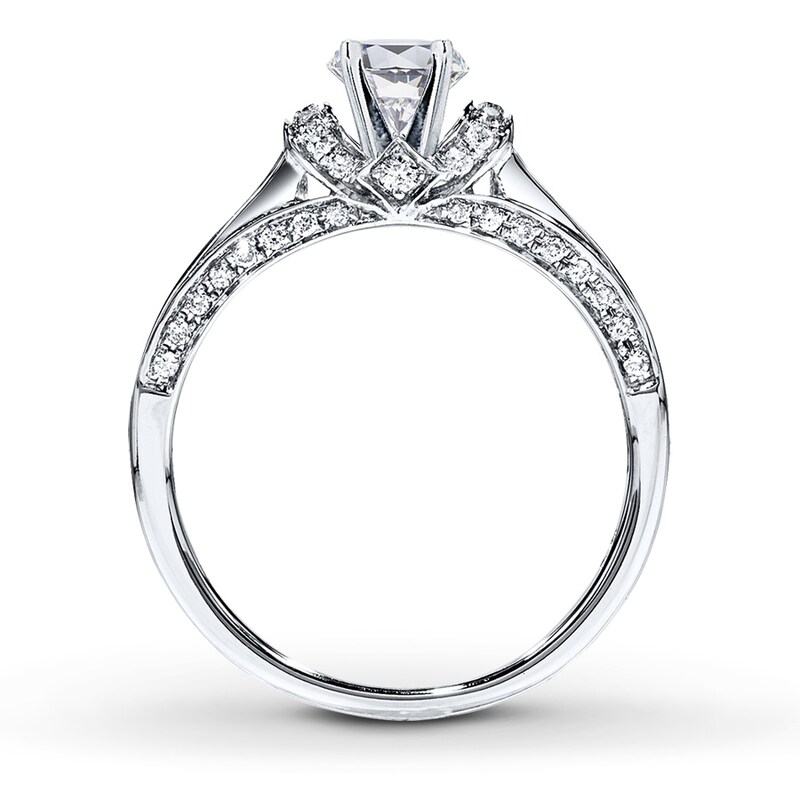 Main Image 2 of Previously Owned Diamond Ring Setting 3/4 ct tw Princess/Round 14K White Gold