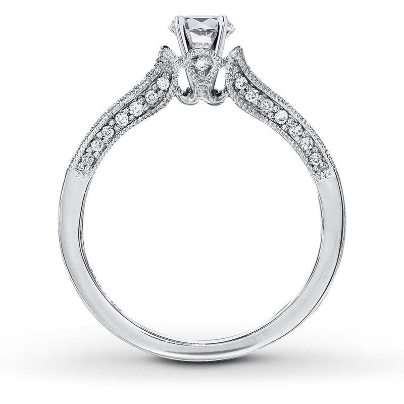 Main Image 2 of Previously Owned Diamond Ring Setting 1/4 ct tw Round-cut 14K White Gold