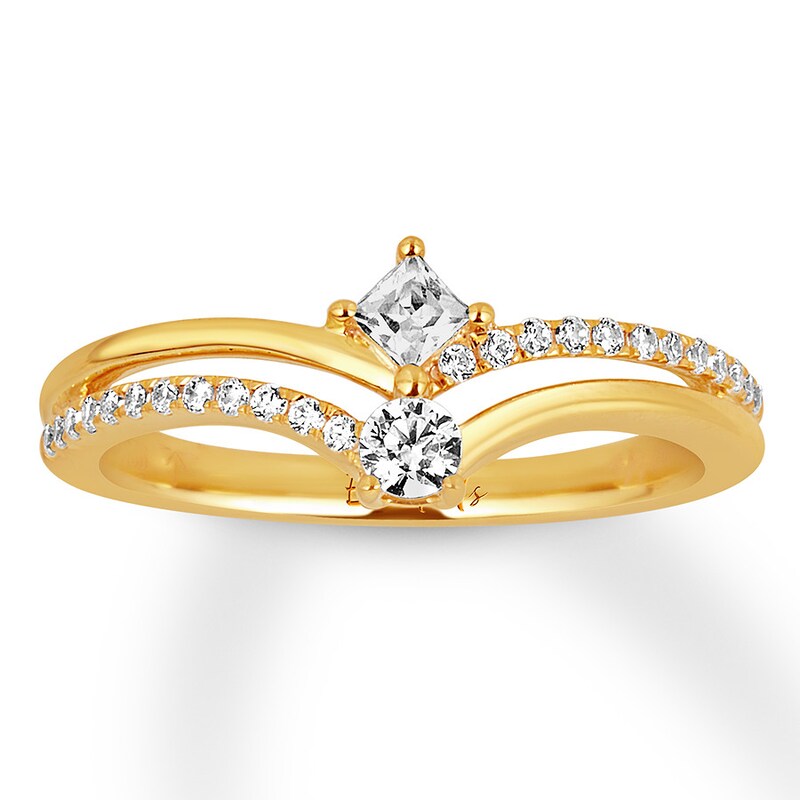 Main Image 1 of Previously Owned Ever Us Diamond Ring 1/3 ct tw Princess-cut/Round 10K Gold