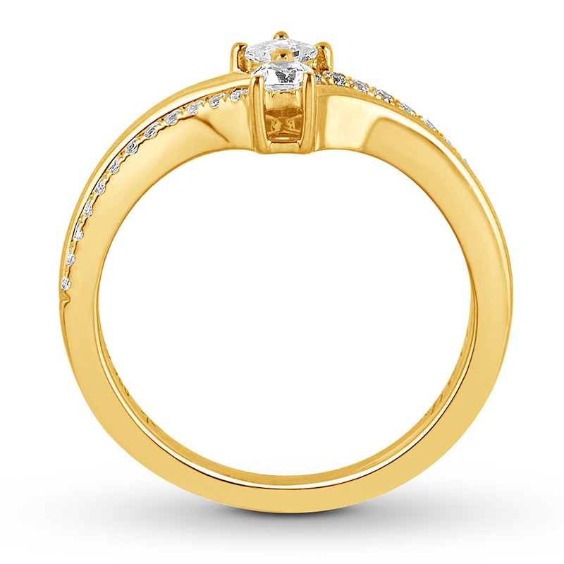 Main Image 2 of Previously Owned Ever Us Diamond Ring 1/3 ct tw Princess-cut/Round 10K Gold
