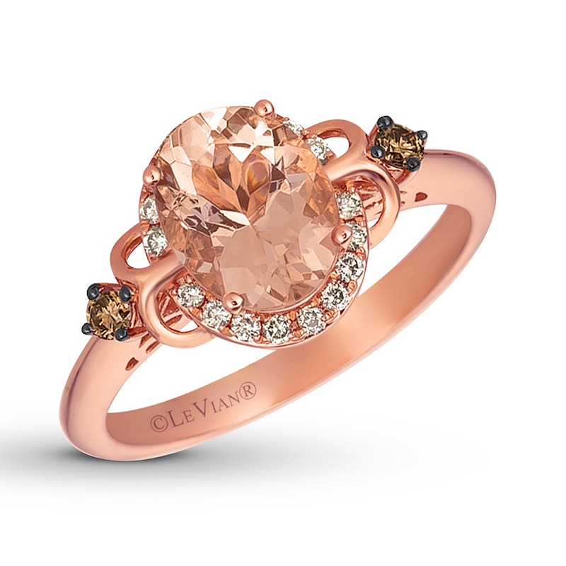 Main Image 1 of Previously Owned Le Vian Morganite Ring 1/5 ct tw Diamonds 14K Strawberry Gold