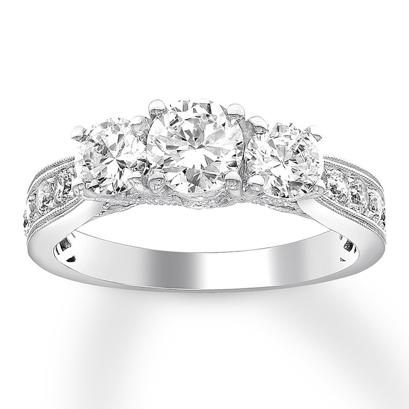 Main Image 1 of Previously Owned 3-Stone Diamond Ring 1-1/2 ct tw Round 14K White Gold