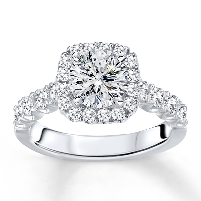 Main Image 3 of Previously Owned Diamond Ring Setting 7/8 carat tw Round 14K White Gold