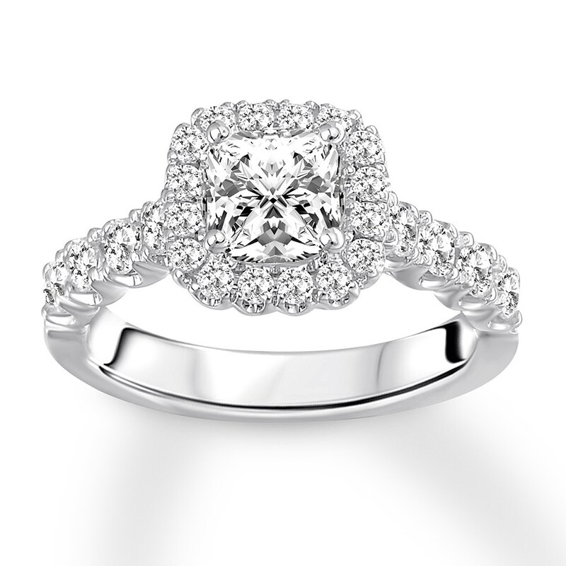 Main Image 4 of Previously Owned Diamond Ring Setting 7/8 carat tw Round 14K White Gold