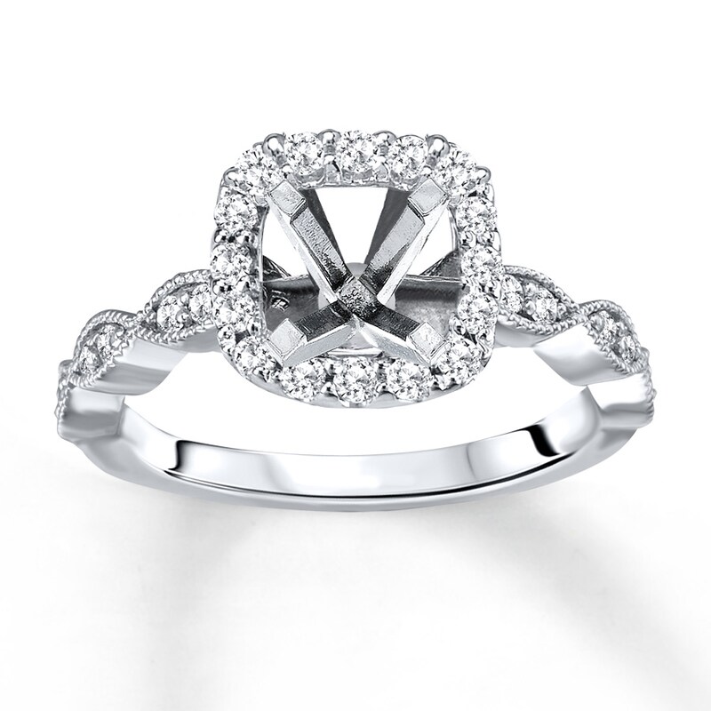 Main Image 1 of Previously Owned Diamond Engagement Ring Setting 3/8 ct tw Round 14K White Gold
