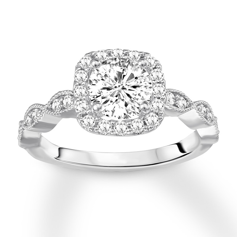 Main Image 4 of Previously Owned Diamond Engagement Ring Setting 3/8 ct tw Round 14K White Gold