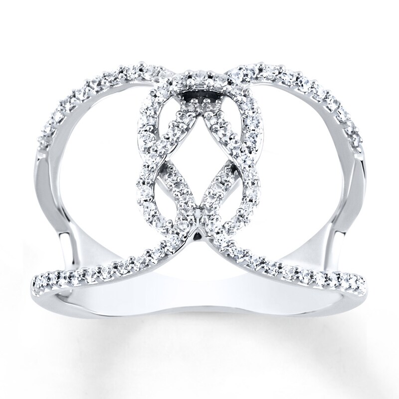 Main Image 1 of Previously Owned Diamond Knot Ring 1/3 ct tw Round-cut 10K White Gold