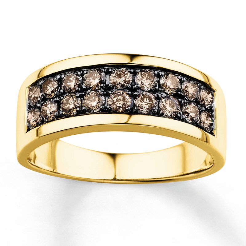 Main Image 1 of Previously Owned Brown Diamond Men's Ring 1-1/2 ct tw Round-cut 10K Yellow Gold