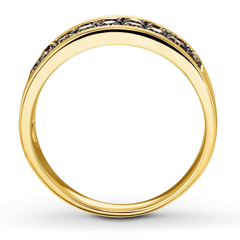 Main Image 2 of Previously Owned Brown Diamond Men's Ring 1-1/2 ct tw Round-cut 10K Yellow Gold