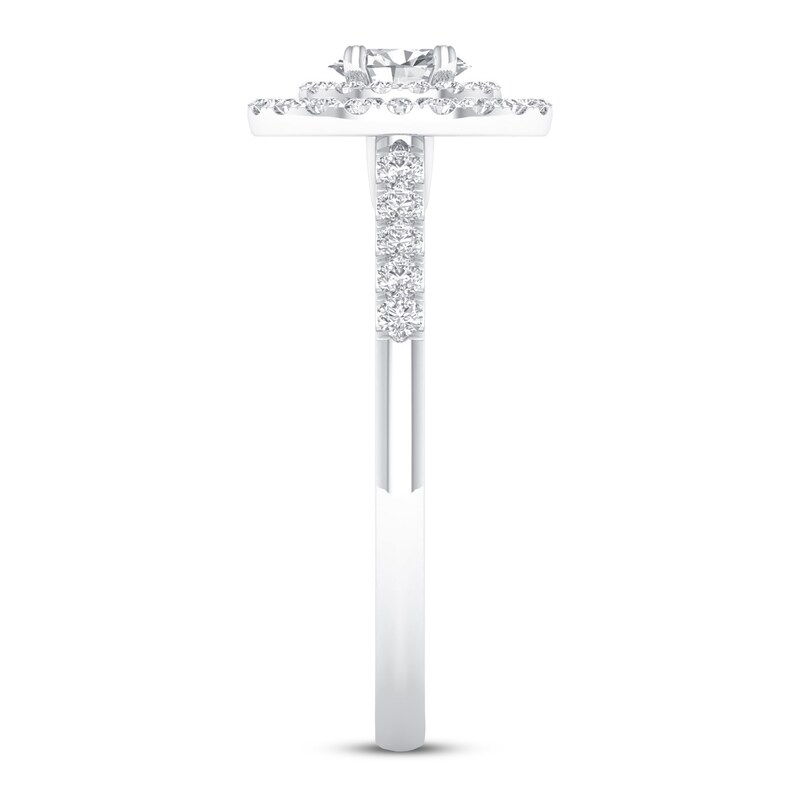 Main Image 4 of Previously Owned Diamond Promise Ring 1/2 ct tw Oval/Round 10K White Gold