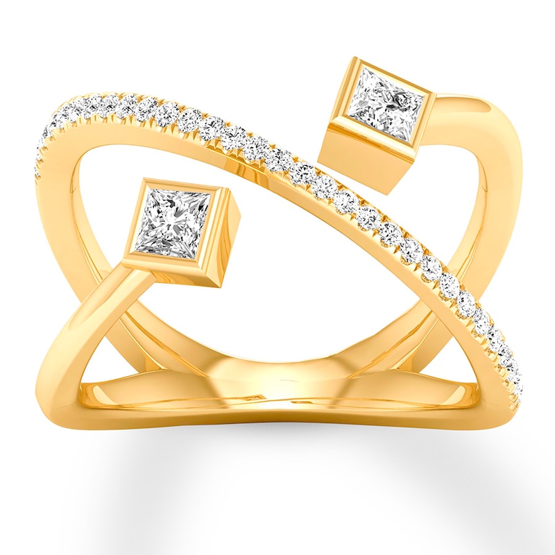Main Image 1 of Previously Owned Diamond Deconstructed Ring 1/3 ct tw Princess/Round 10K Yellow Gold