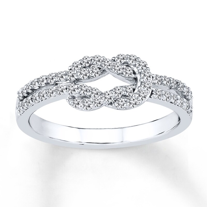 Main Image 1 of Previously Owned Diamond Knot Ring 1/3 ct tw Round-cut 10K White Gold