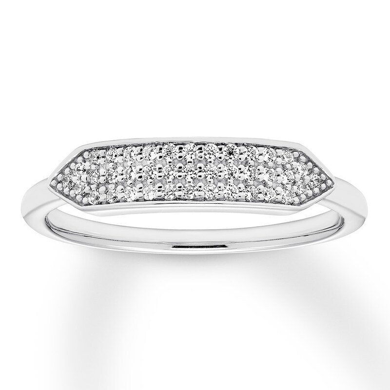 Main Image 1 of Previously Owned Diamond Geometric Ring 1/6 ct tw Round-cut 10K White Gold
