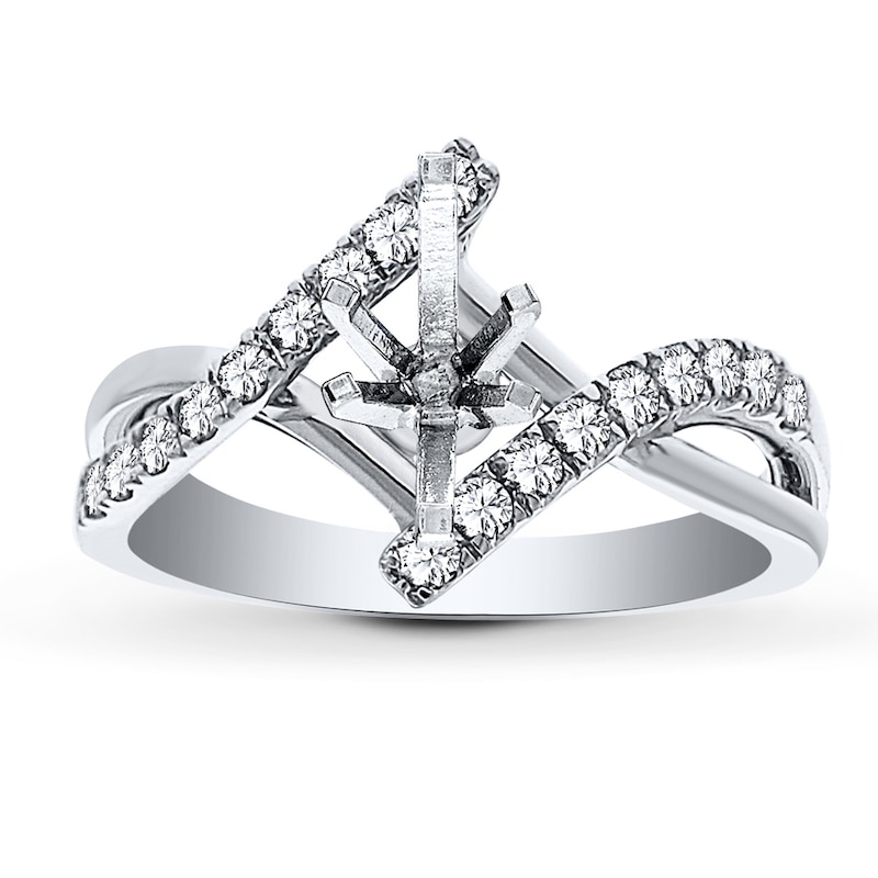 Main Image 1 of Previously Owned Diamond Ring Setting 3/8 ct tw Round-cut 14K White Gold