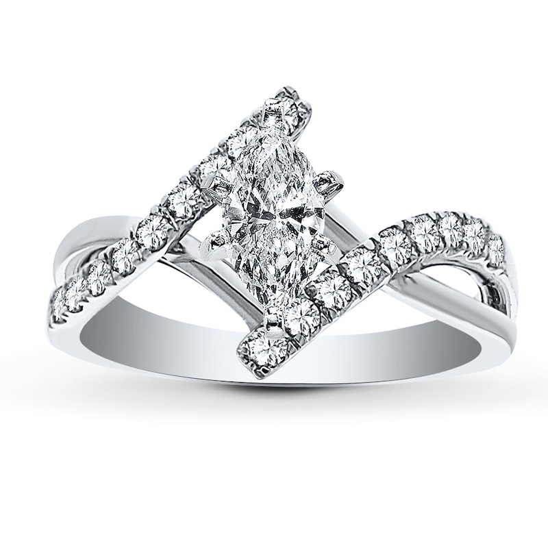 Main Image 3 of Previously Owned Diamond Ring Setting 3/8 ct tw Round-cut 14K White Gold