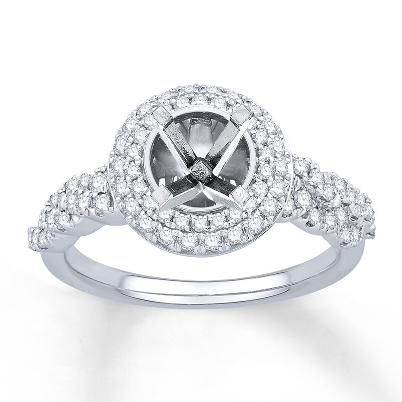 Main Image 1 of Previously Owned Colorless Diamond Ring Setting 5/8 ct tw Round 14K White Gold