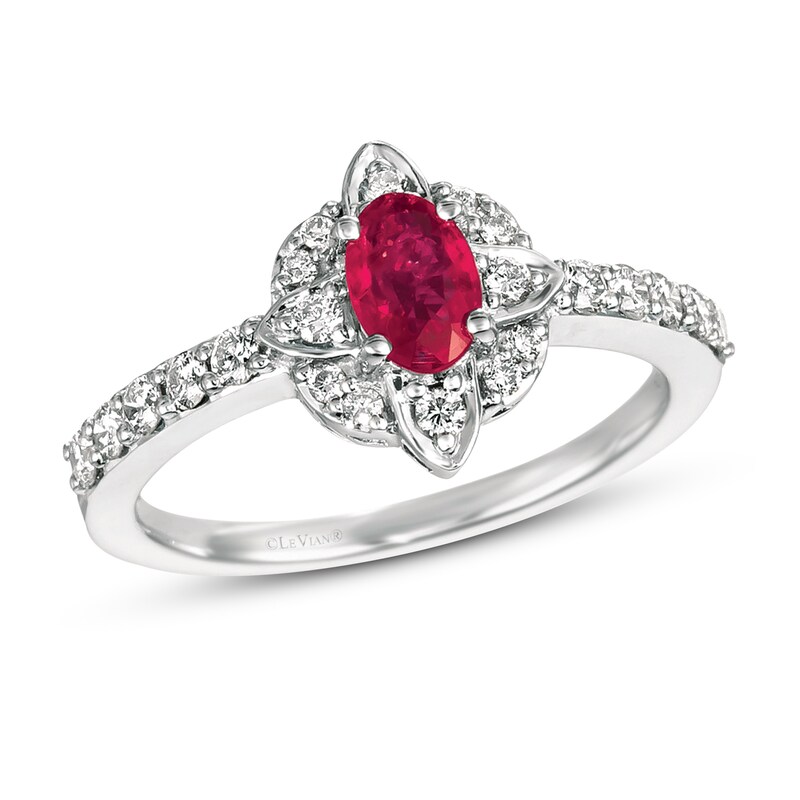 Main Image 1 of Previously Owned Le Vian Natural Ruby Ring 1/3 ct tw Diamonds 14K Vanilla Gold