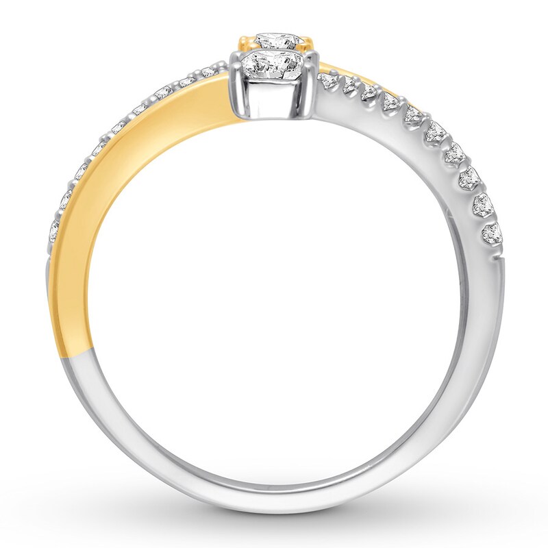 Main Image 3 of Previously Owned Diamond Ring 1/2 ct tw Round/Baguette/Princess 10K Two-Tone Gold