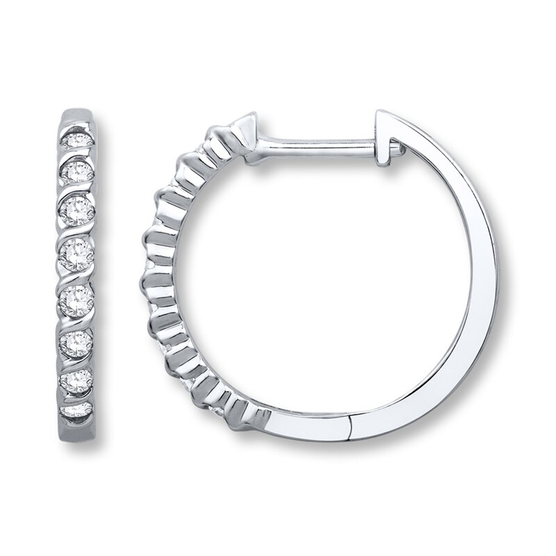 Previously Owned Diamond Hoop Earrings 1/4 ct tw Round-cut 14K White Gold