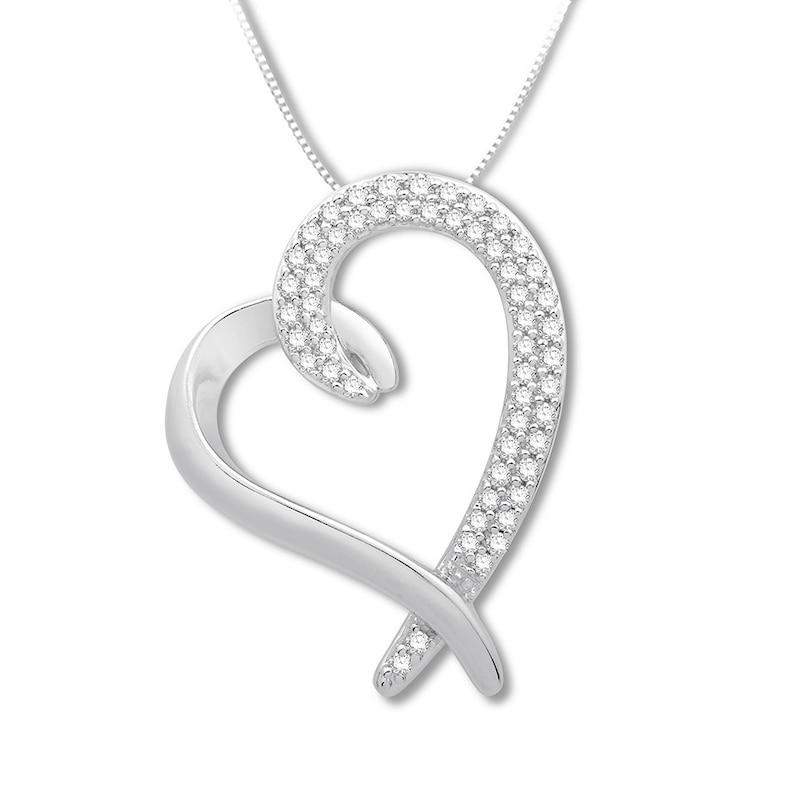 Previously Owned Diamond Heart Necklace 1/4 ct tw Round-cut 10K White Gold