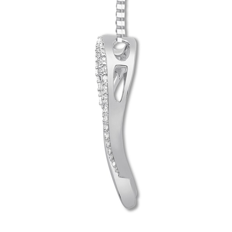 Main Image 2 of Previously Owned Diamond Heart Necklace 1/4 ct tw Round-cut 10K White Gold