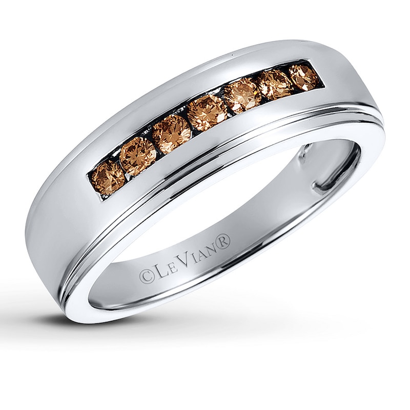 Main Image 1 of Previously Owned Le Vian Chocolate Diamond Men's Ring 3/8 ct tw 14K Vanilla Gold