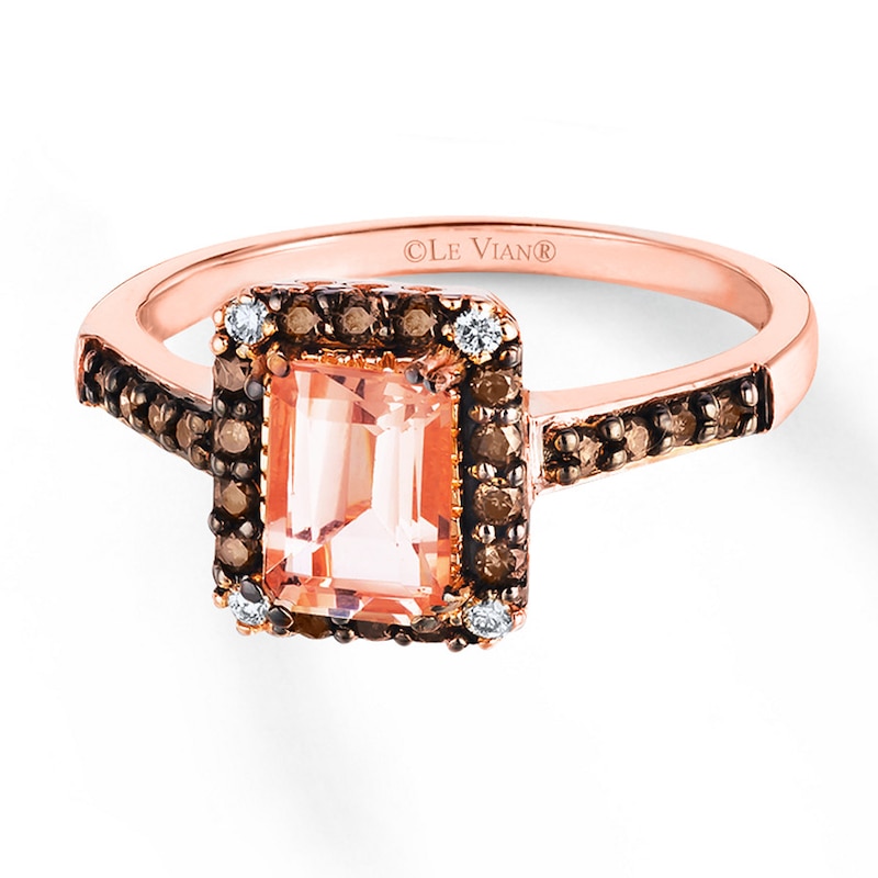 Main Image 1 of Previously Owned Le Vian Morganite Ring 1/4 ct tw Diamonds 14K Strawberry Gold