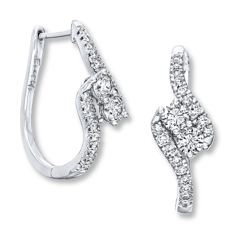 Main Image 1 of Previously Owned Ever Us Two-Stone Earrings 1-1/2 ct tw Diamonds 14K White Gold
