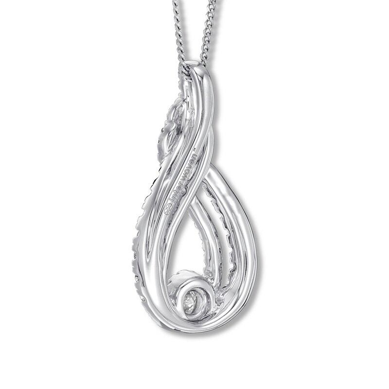 Main Image 4 of Previously Owned Interwoven Diamond Necklace 1 ct tw Round-cut 10K White Gold