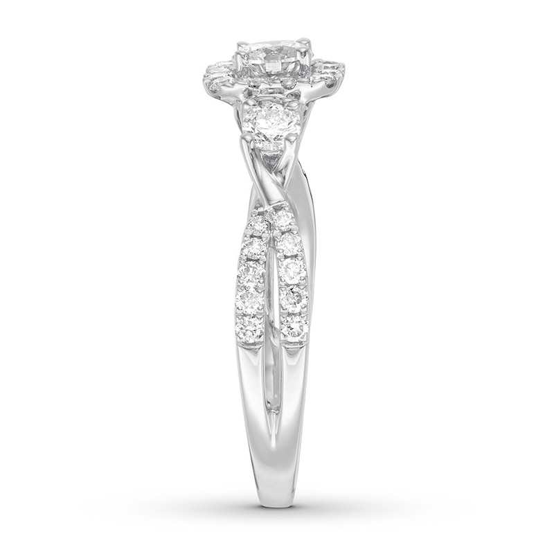 Main Image 3 of Previously Owned Diamond Engagement Ring 7/8 ct tw Round-cut 14K White Gold