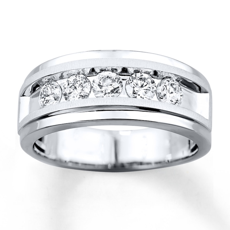 Main Image 1 of Previously Owned Men's Diamond Band 1 ct tw Round-cut 14K White Gold