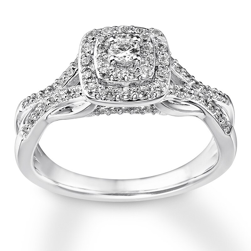 Main Image 1 of Previously Owned Diamond Promise Ring 1/2 carat tw Round 10K White Gold